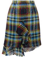 Marco De Vincenzo Asymmetric Plaid Skirt, Women's, Size: 42, Blue, Cotton/polyester