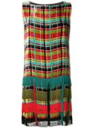 Jean Paul Gaultier Pre-owned Checked Velvet Fringed Dress - Blue