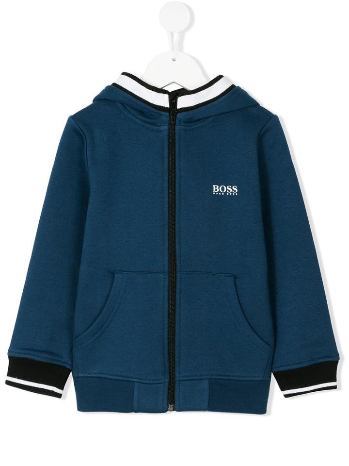 Boss Kids - Logo Zipped Hoodie - Kids - Cotton/polyester - 4 Yrs, Blue