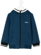 Boss Kids - Logo Zipped Hoodie - Kids - Cotton/polyester - 4 Yrs, Blue