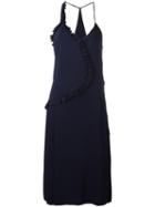 Cédric Charlier Ruffle Detail Dress, Women's, Size: 42, Blue, Polyester
