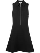 Michael Michael Kors Front Zip Flared Dress, Women's, Size: 8, Black, Polyester/spandex/elastane/viscose