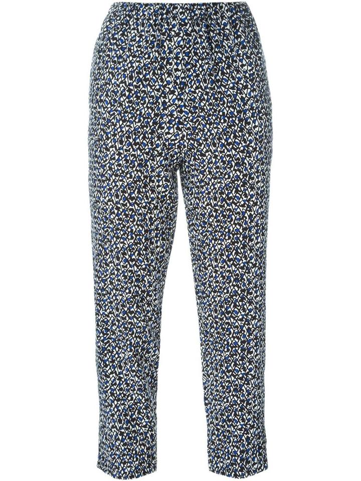 Marni Cropped Printed Trousers, Women's, Size: 40, Blue, Silk