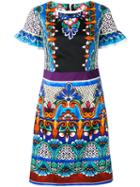 Alberta Ferretti - Printed Dress - Women - Cotton/other Fibers - 48, Women's, Blue, Cotton/other Fibers