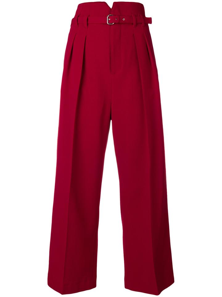 Red Valentino Belted Straight Cropped Trousers