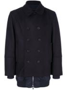 Diesel Black Gold - Jiber Double-breasted Coat - Men - Nylon/polyester/viscose/virgin Wool - 48, Blue, Nylon/polyester/viscose/virgin Wool