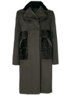 Blancha Mink Fur Detail Coat - Brown