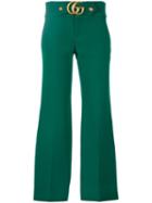 Gucci - Gg Logo Cropped Trousers - Women - Silk/polyester/viscose/wool - 40, Green, Silk/polyester/viscose/wool