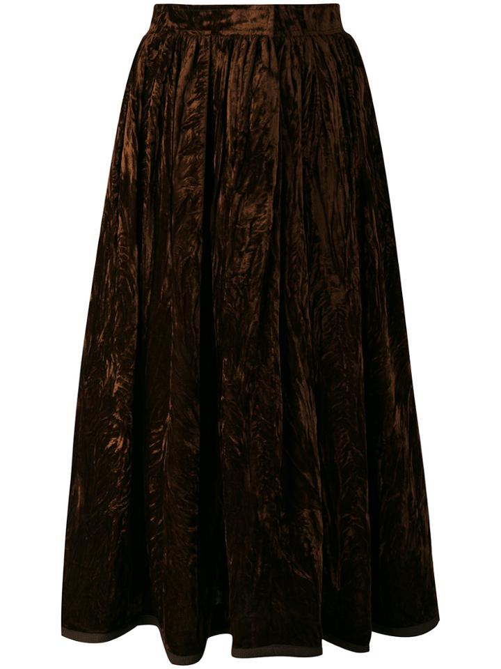 Yves Saint Laurent Vintage Crushed Velvet Skirt - Brown