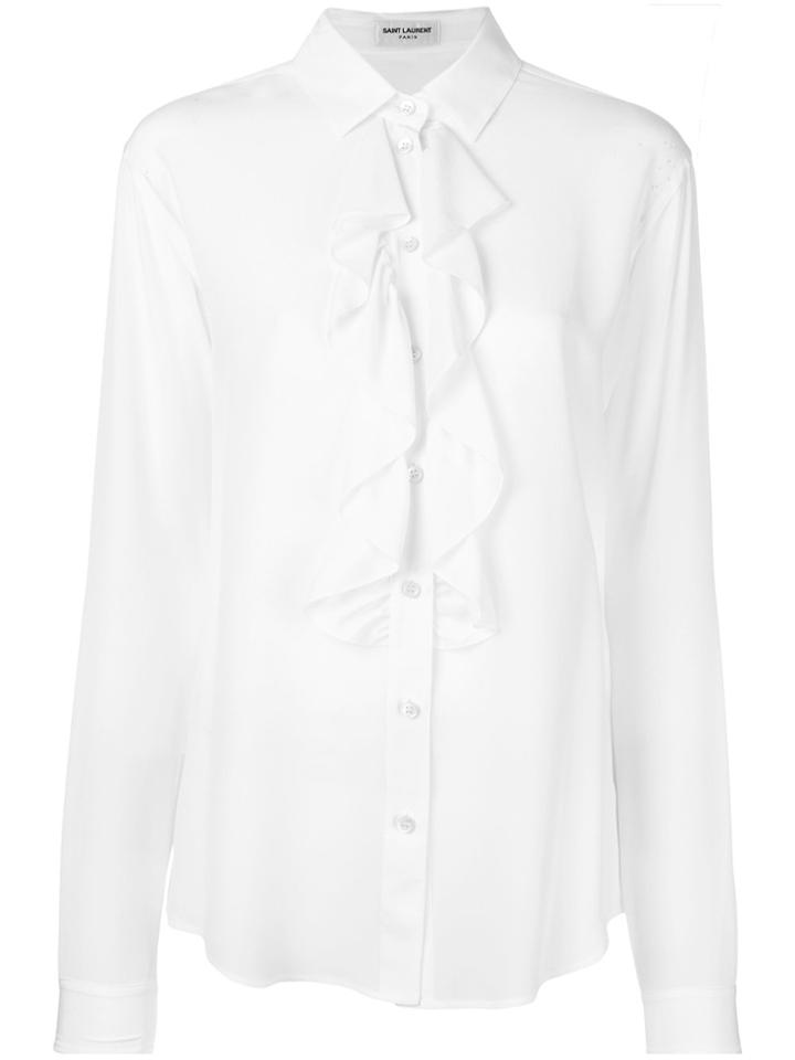 Saint Laurent Ruffle Trim Shirt - White