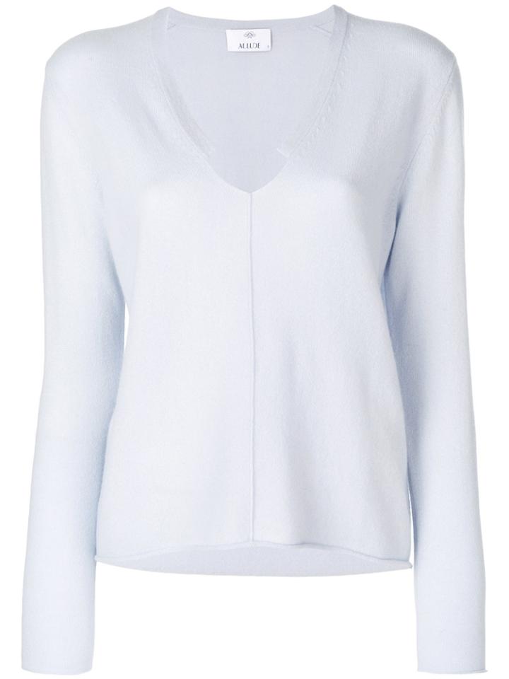 Allude Geometric Cut Neckline Top - Blue