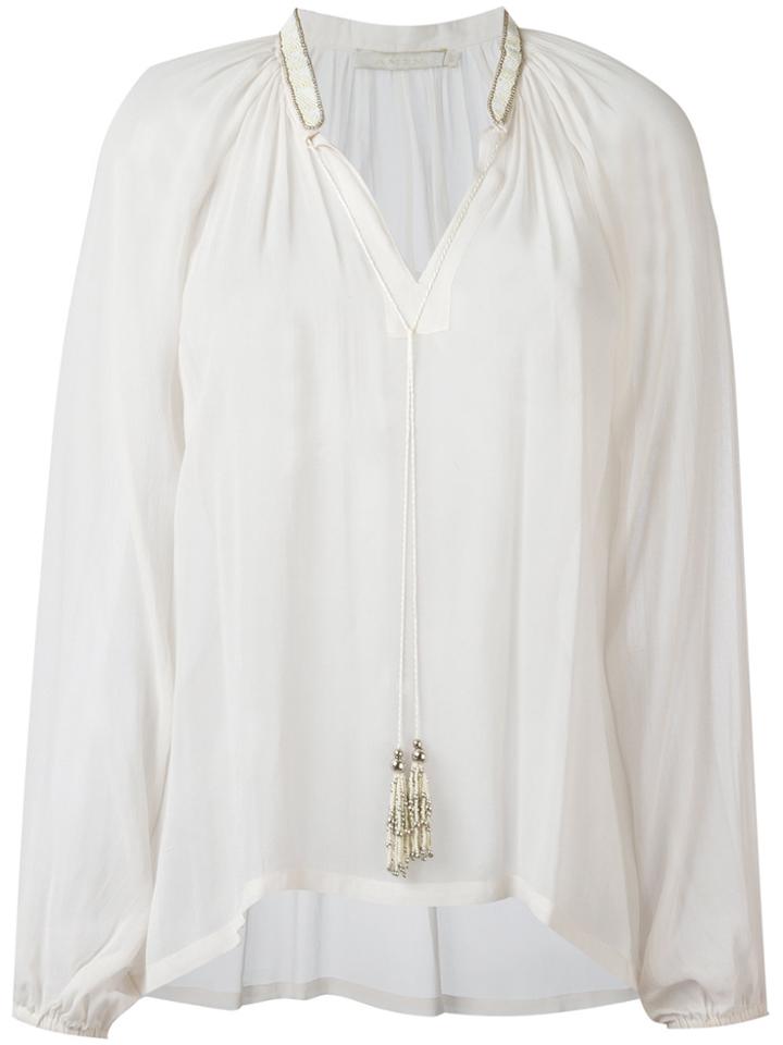 Amen Tassel Neck Blouse - Nude & Neutrals