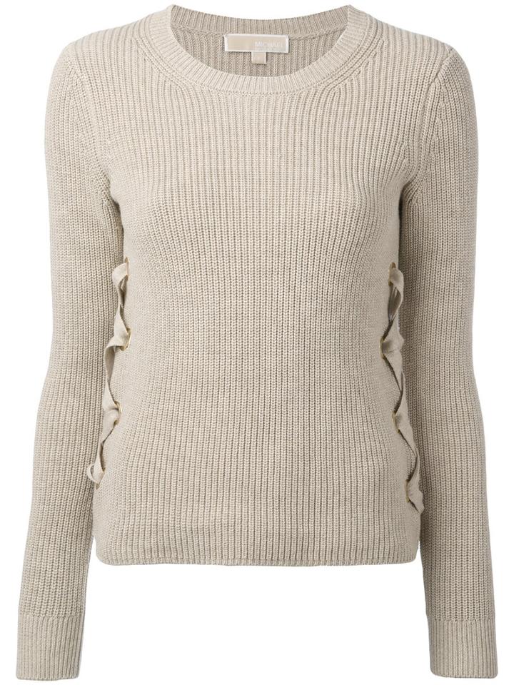 Michael Michael Kors - Lace-up Sides Jumper - Women - Cotton - S, Women's, Nude/neutrals, Cotton