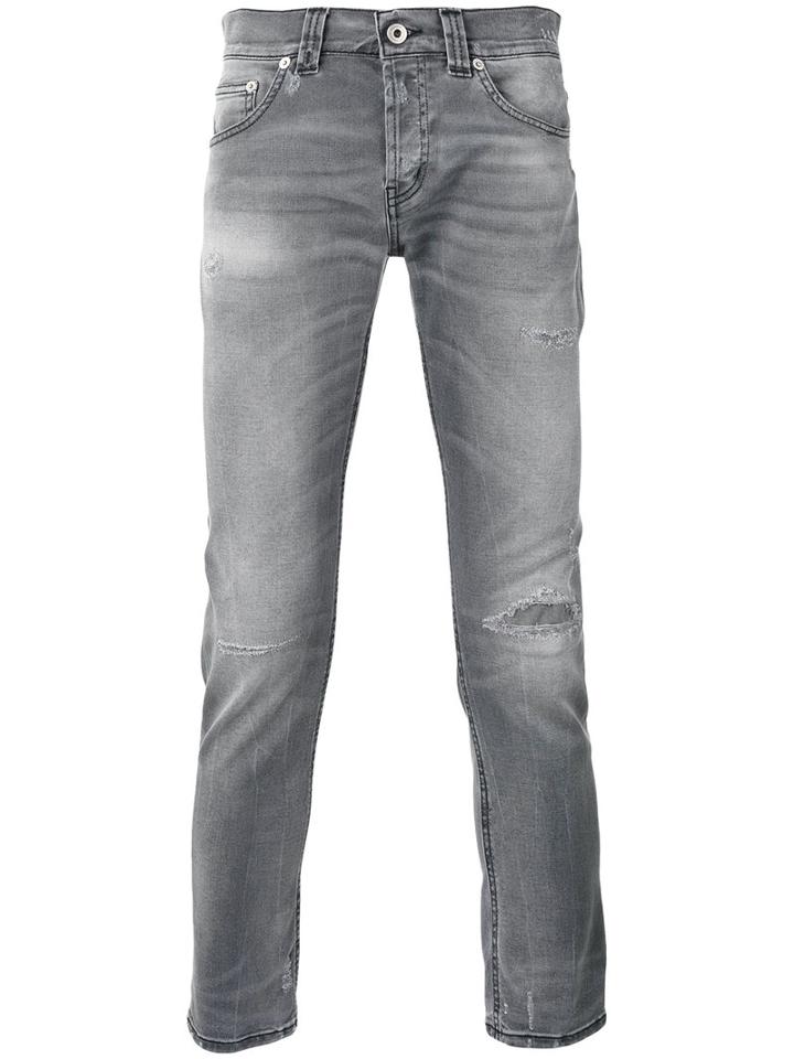 Dondup Distressed Skinny Jeans, Men's, Size: 34, Grey, Cotton/spandex/elastane