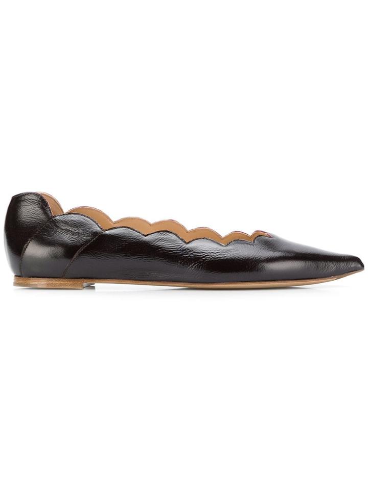 Chloé Pointy Lauren Ballerina Flats - Brown