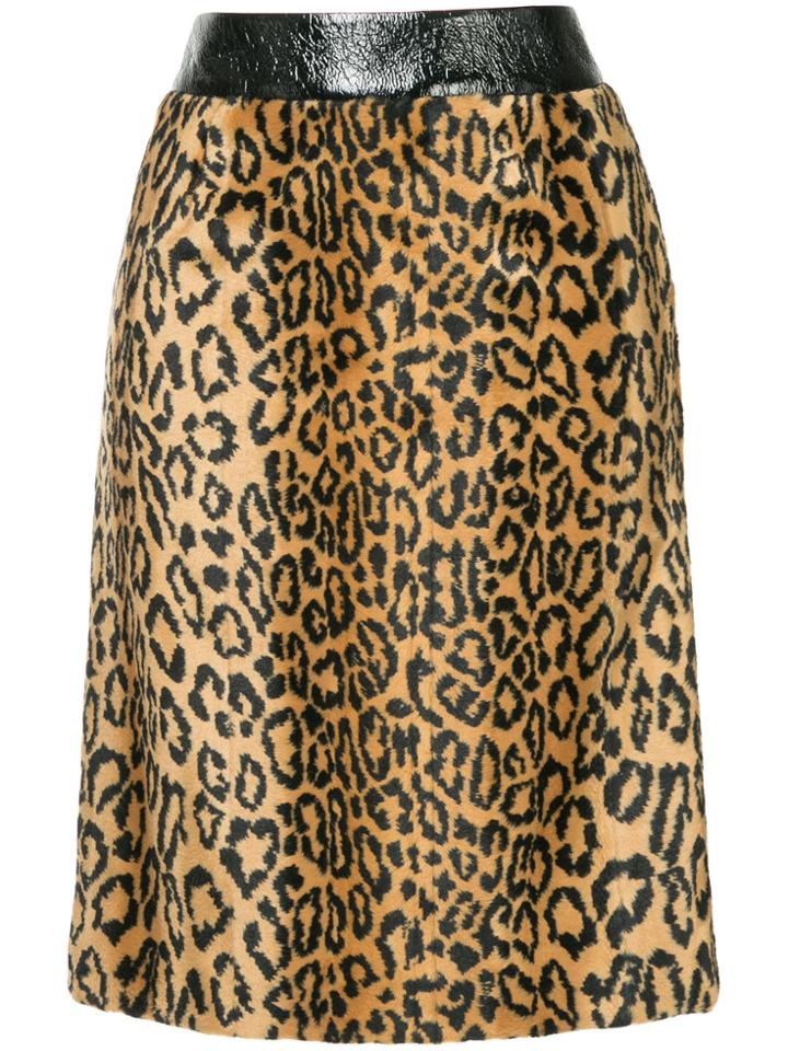 We11done Leopard Faux Fur Skirt - Brown