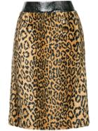 We11done Leopard Faux Fur Skirt - Brown