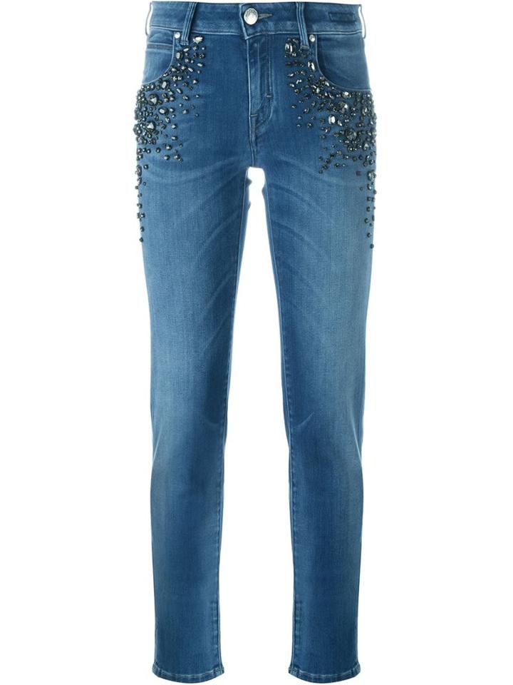 Jacob Cohen Crystal Embellished Skinny Jeans, Women's, Size: 28, Blue, Cotton/polyester/spandex/elastane