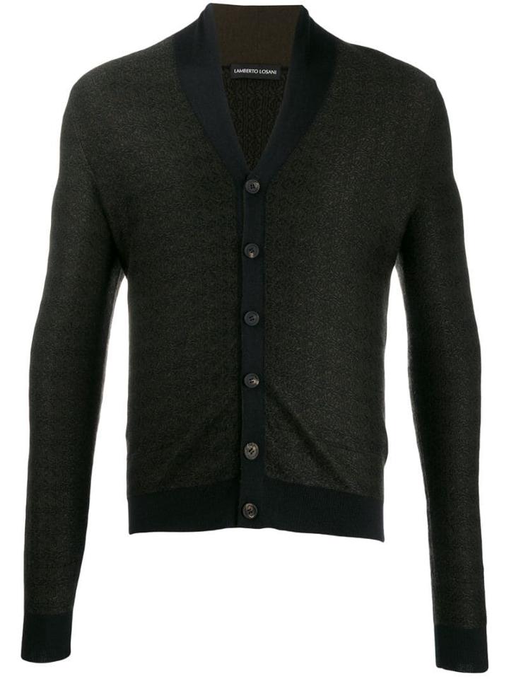Lamberto Losani Slim-fit V-neck Cardigan - Black