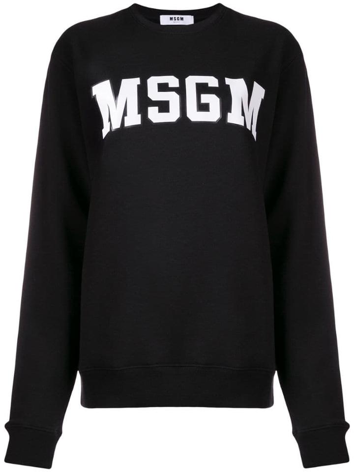 Msgm Logo Patch Sweater - Black