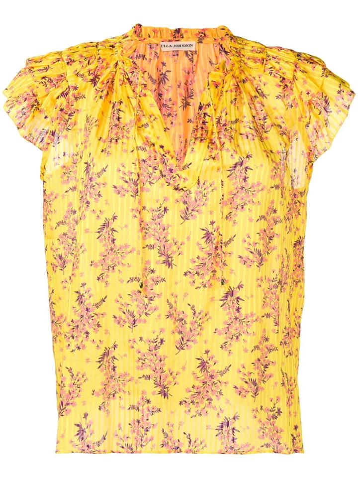 Ulla Johnson Flutter Sleeve Blouse - Yellow