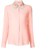 Christopher Kane Embroidered Collar Shirt, Women's, Size: 8, Pink/purple, Silk/polyester