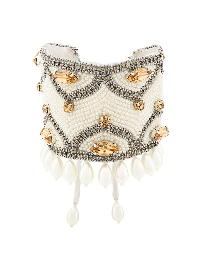 Etro Crystal Pearls Embellished Bracelet - White