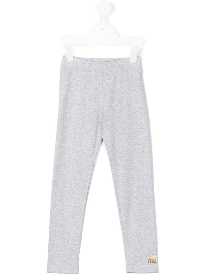 Moschino Kids - Logo Print Leggings - Kids - Cotton/spandex/elastane - 8 Yrs, Girl's, Grey