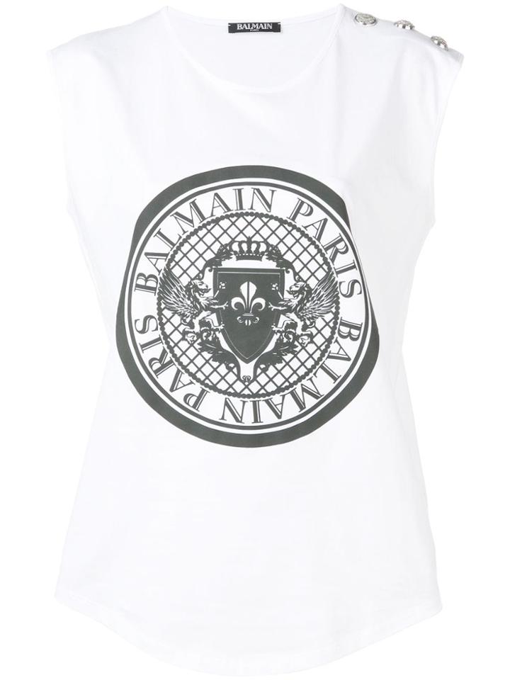 Balmain Balmain Medallion Print Tank Top - White