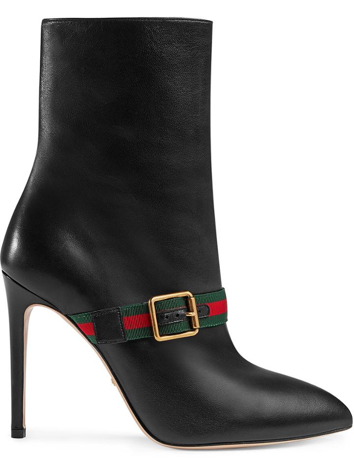 Gucci Sylvie Leather Ankle Boot - Black
