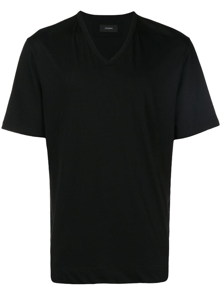 Joseph V Neck Mercerized Jersey T-shirt - Black
