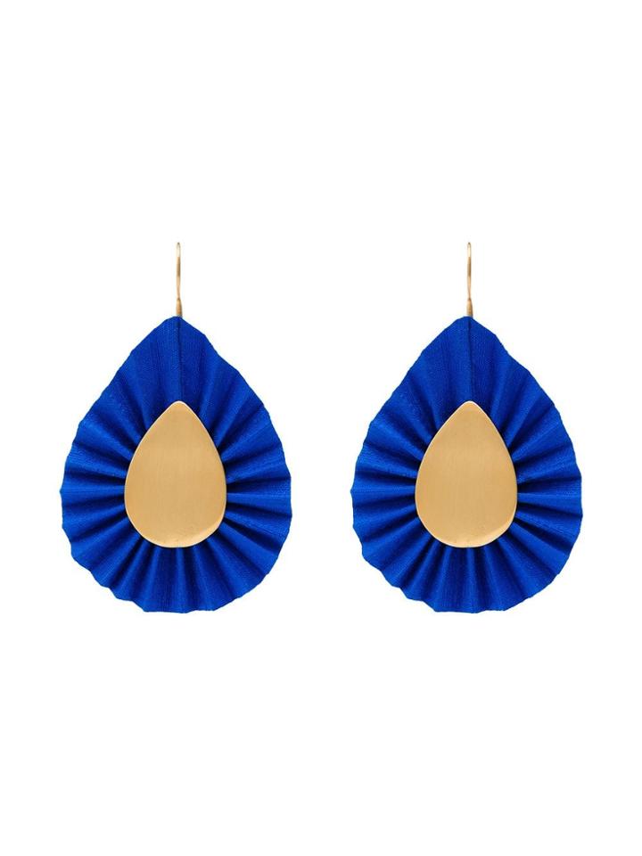 Katerina Makriyianni Pleated Teardrop Earrings - Blue