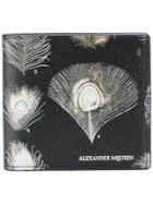 Alexander Mcqueen Peacock Feather Print Wallet - Black