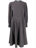 L'autre Chose Balloon Sleeve Flared Dress - Grey