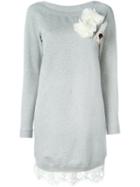 Twin-set Lace Hem Sweatshirt Dress