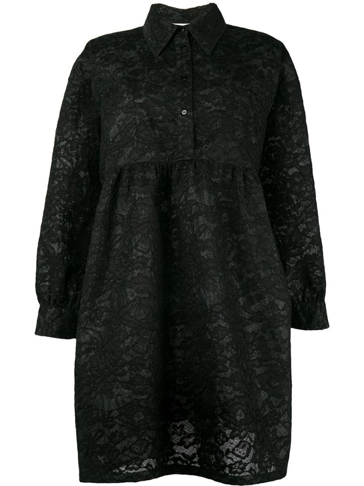Msgm Lace Shirt Dress - Black