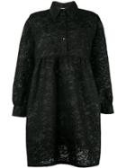 Msgm Lace Shirt Dress - Black