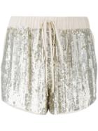 P.a.r.o.s.h. - Drawstring Sequin Shorts - Women - Viscose/pvc - Xs, Grey, Viscose/pvc