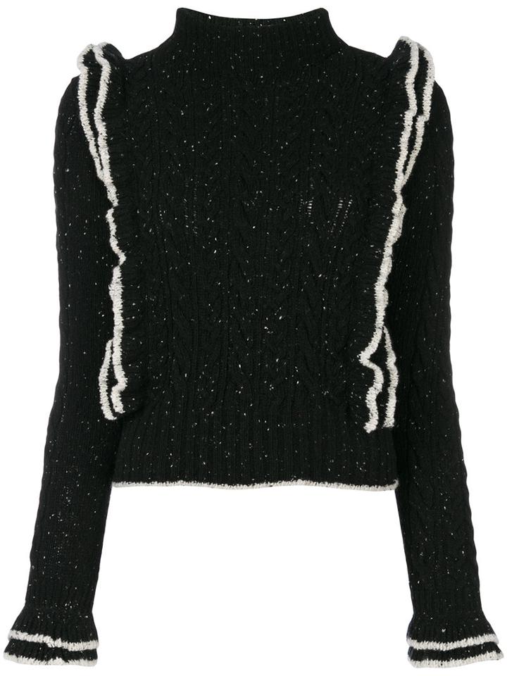 Philosophy Di Lorenzo Serafini - Knit Ruffled Top - Women - Polyamide/viscose/wool - 42, Black, Polyamide/viscose/wool