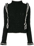 Philosophy Di Lorenzo Serafini - Knit Ruffled Top - Women - Polyamide/viscose/wool - 42, Black, Polyamide/viscose/wool
