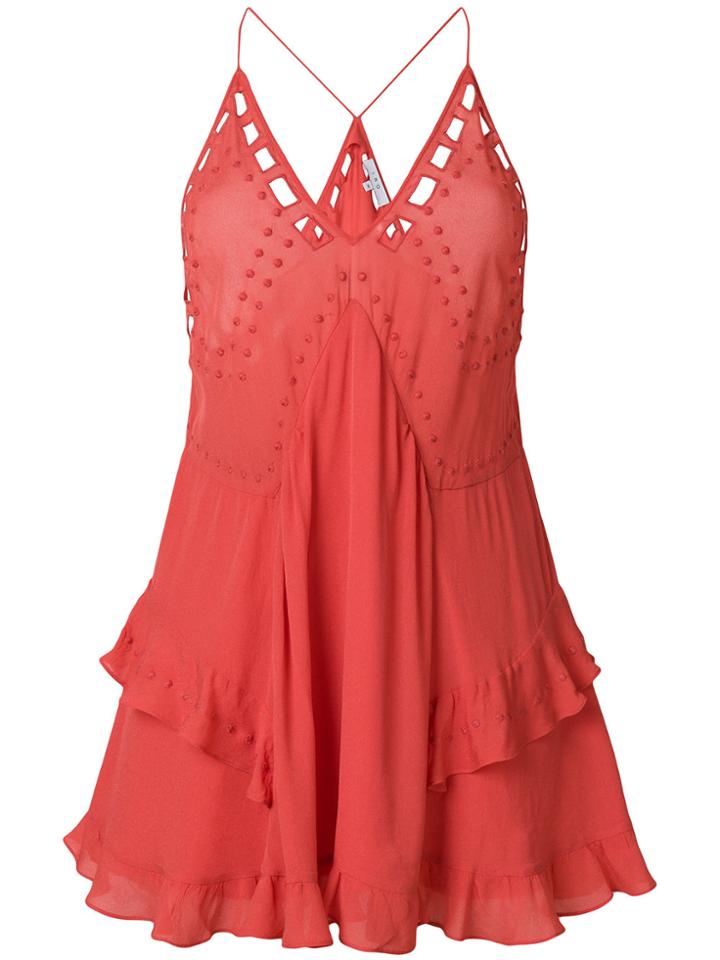 Iro Ruffle V-neck Top - Red