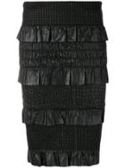Drome Ruffle Panel Pencil Skirt - Black