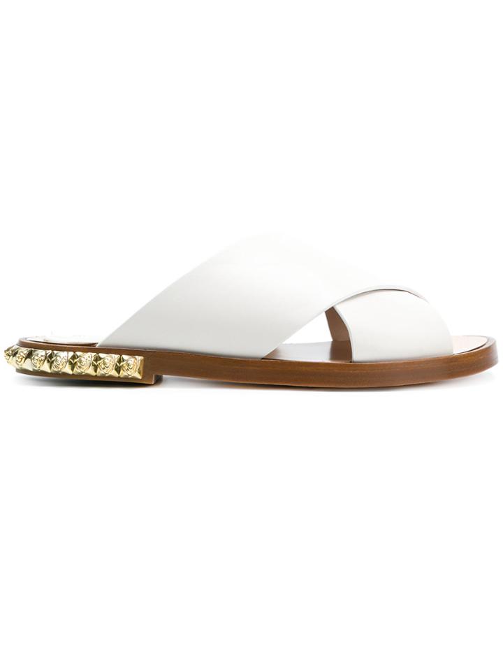 Stuart Weitzman Studded Sandals - White