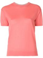 N.peal Contrast Trim Cashmere T-shirt - Pink & Purple