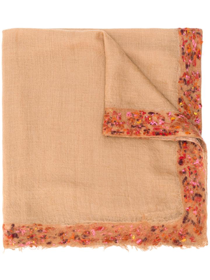 Faliero Sarti Embroidered Oversized Scarf - Brown