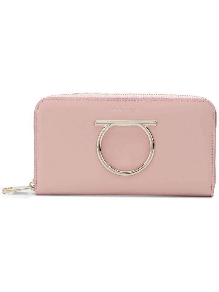 Salvatore Ferragamo Gancini Zip Around Wallet - Pink