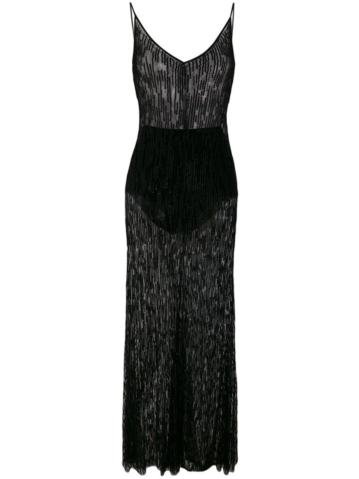 Amen Sheer Sequinned Gown - Black