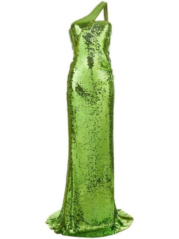 Gucci Pre-owned Single Shoulder Sequin Dress - Green