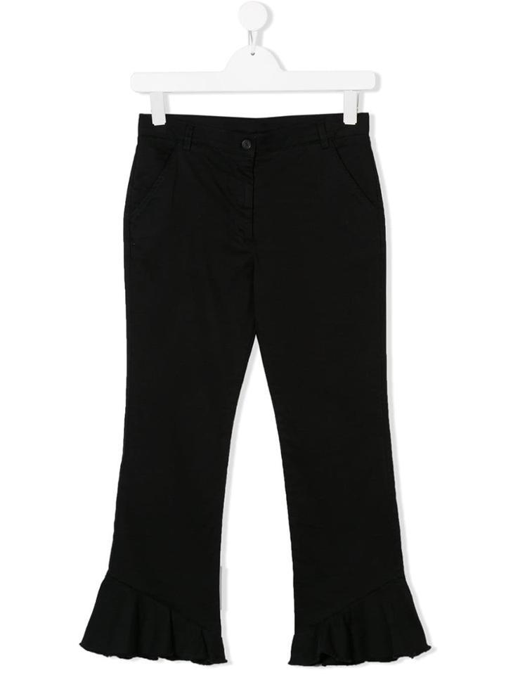 Douuod Kids Teen Cropped Flared Trousers - Black