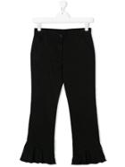 Douuod Kids Teen Cropped Flared Trousers - Black